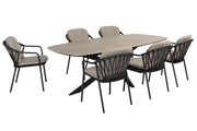 Manitoba dining set Anthracite with Prado barrel shape dining table 240x105cm - Complete Set