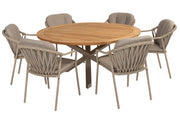 Manitoba dining set Latte with Prado dining table Teak top 160cm Latte - Complete Set