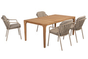 Manitoba dining set Latte with Liam table teak 180x100cm - Complete Set