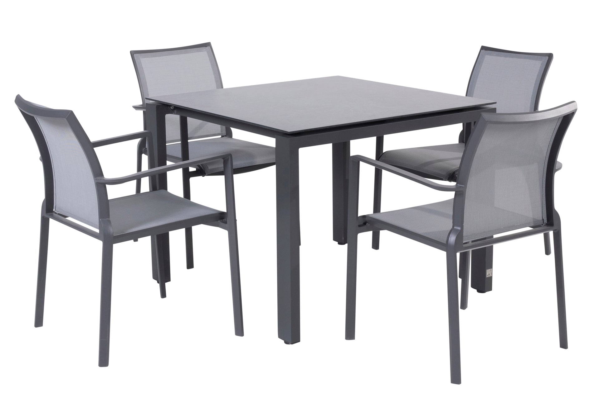 Melbourne dining set anthracite with Goa table 95x95cm HPL slate anthracite - Complete Set