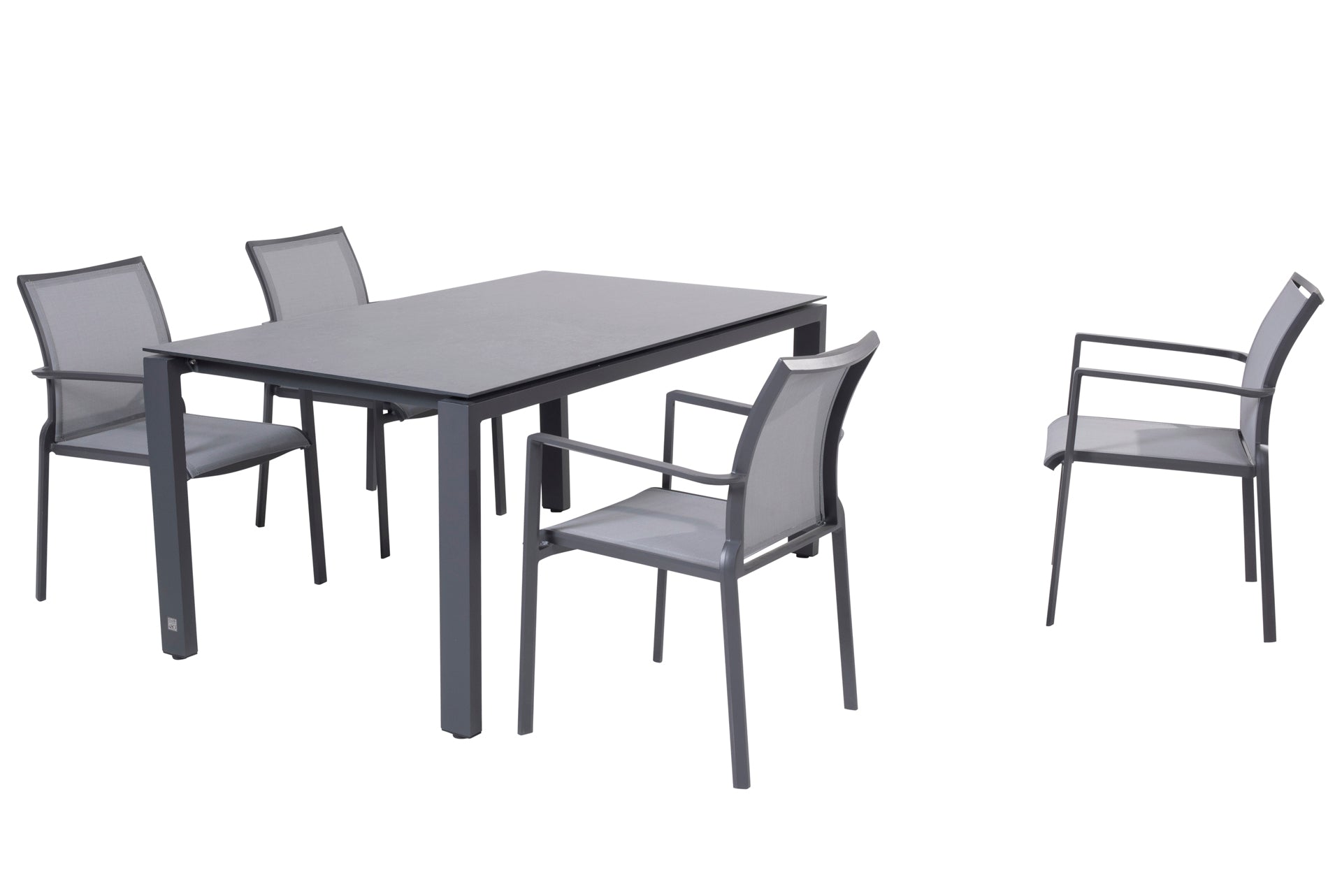 Melbourne dining set anthracite with Goa table HPL slate anthracite 160x95cm - Complete Set