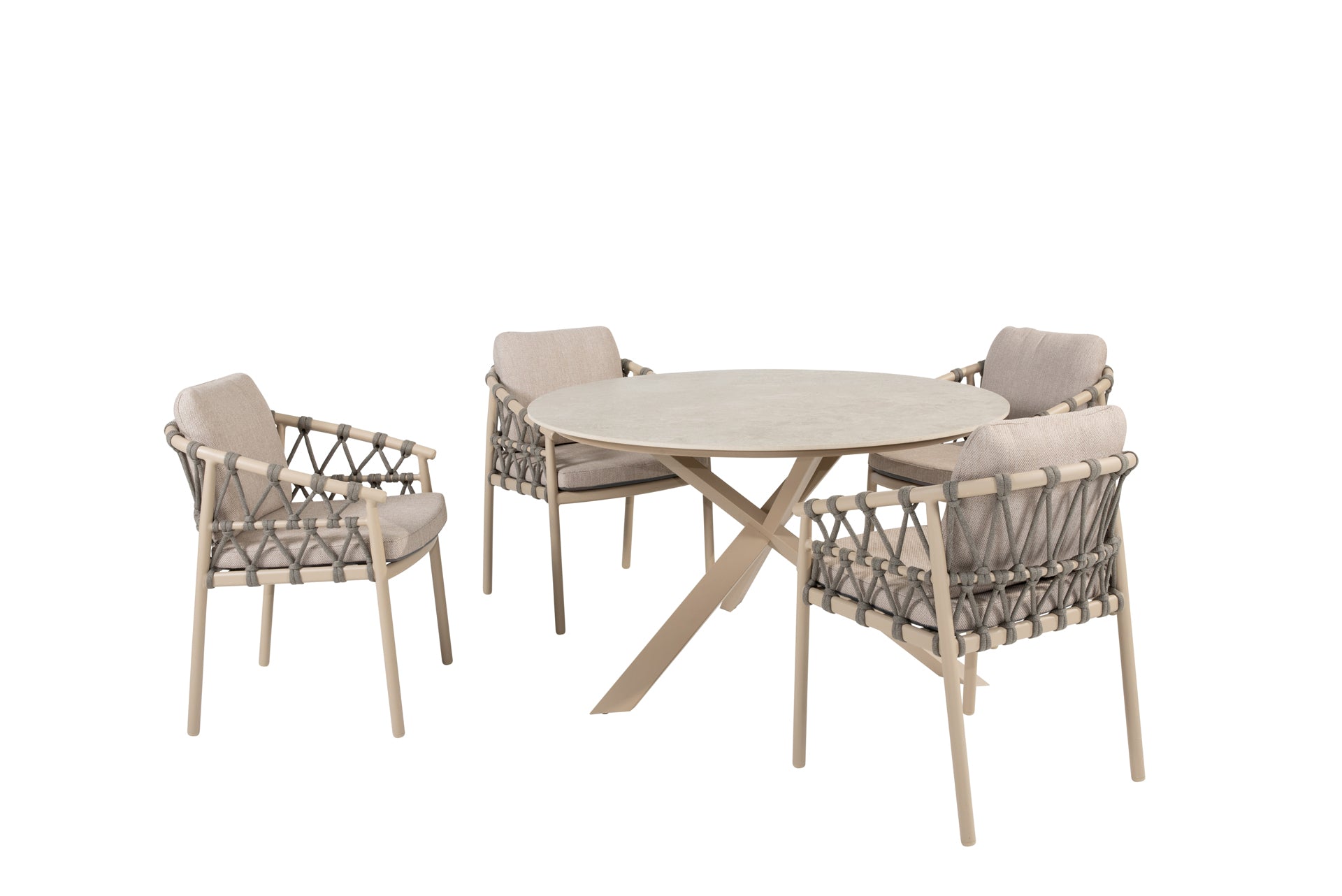 Piacenza dining set latte with Prado dining table latte 130 cm - Complete Set