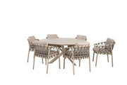 Piacenza dining set latte with Prado dining table latte 160 cm - Complete Set