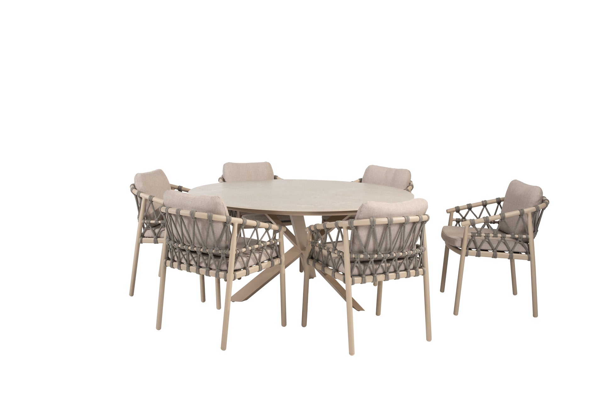 Piacenza dining set latte with Prado dining table latte 160 cm - Complete Set