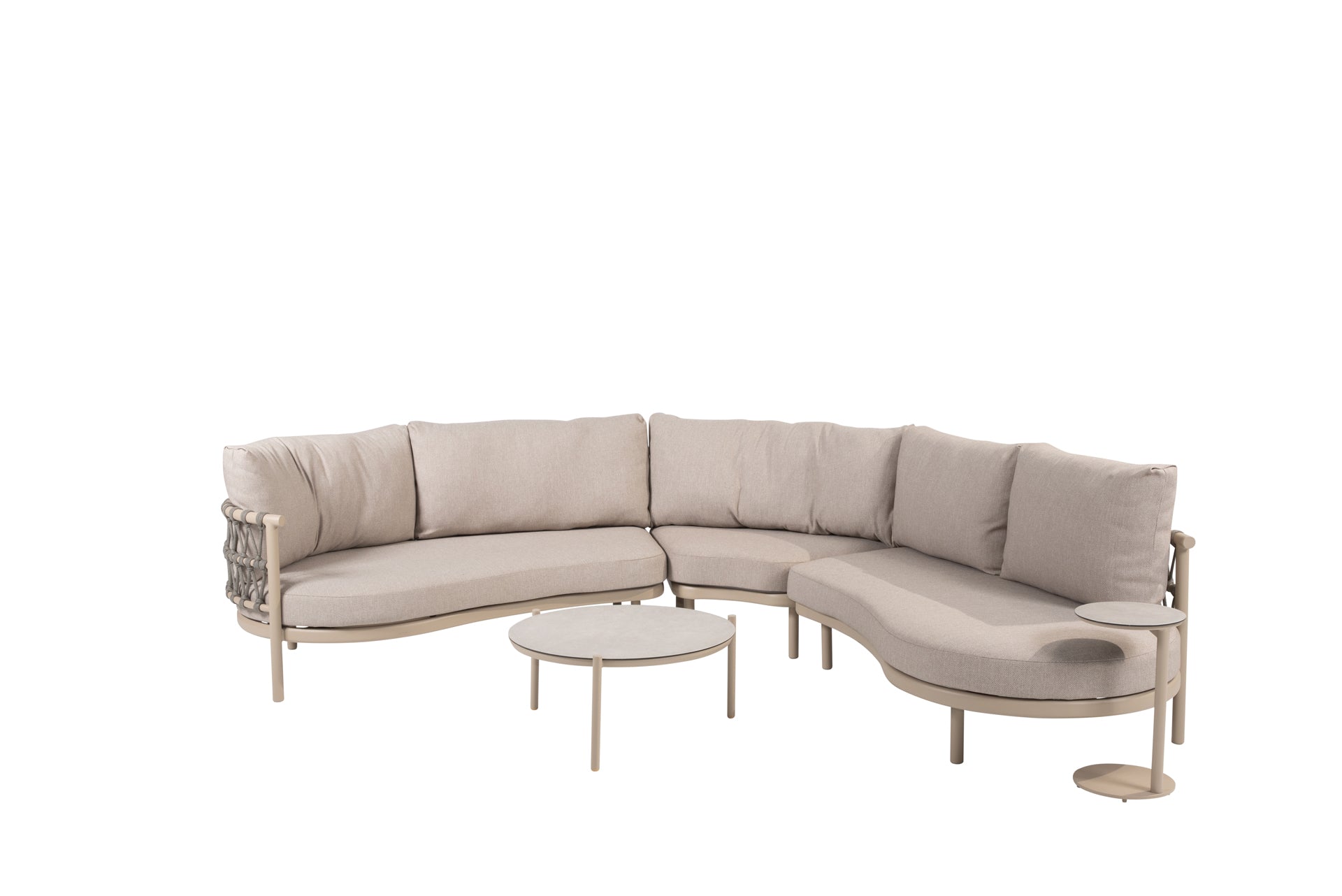 Piacenza modular corner lounge set latte with Vic tables - Complete Set