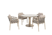 Piacenza dining set latte with Sarah dining table latte printed ceramic 120cm - Complete Set