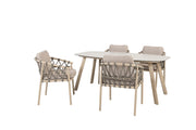 Piacenza dining set latte with Manolo dining table latte 180 x 95cm - Complete Set
