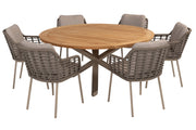 Puglia dining set with Prado dining table Teak top 160cm Latte - Complete Set