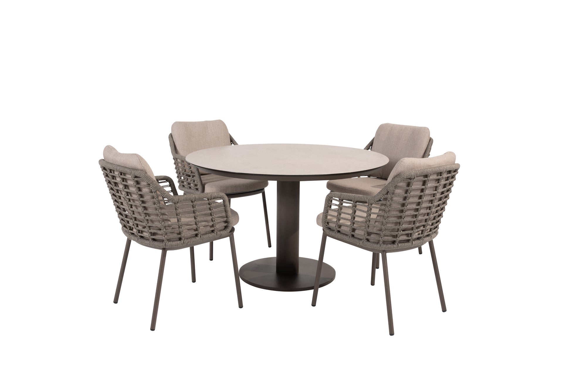 Puglia dining set terre with Sarah dining table printed ceramic top 120 cm terre - Complete Set