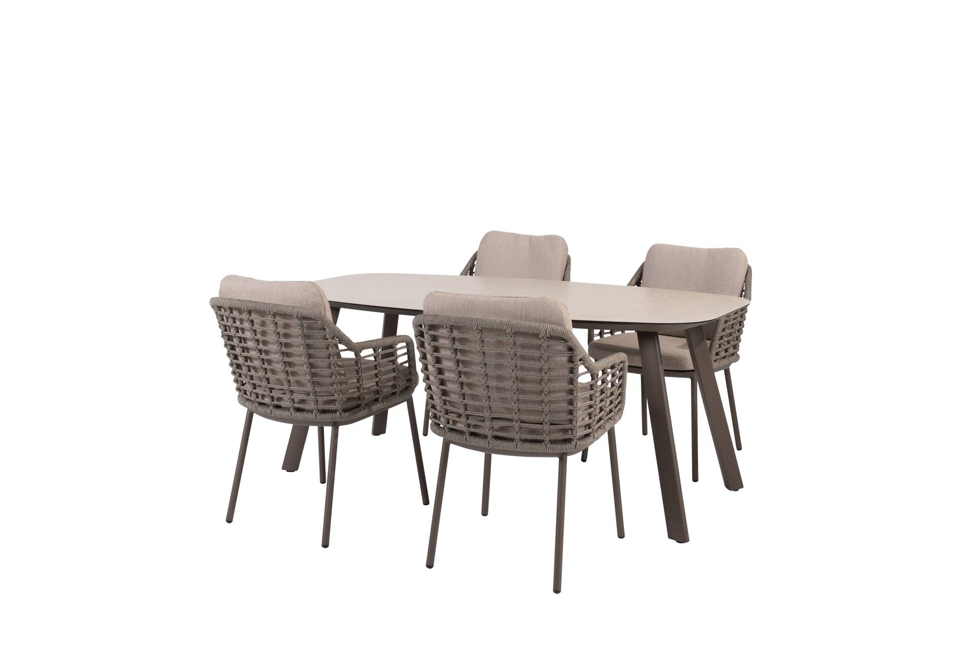 Puglia dining set terre with Manolo dining table printed ceramic 180x95cm terre - Complete Set