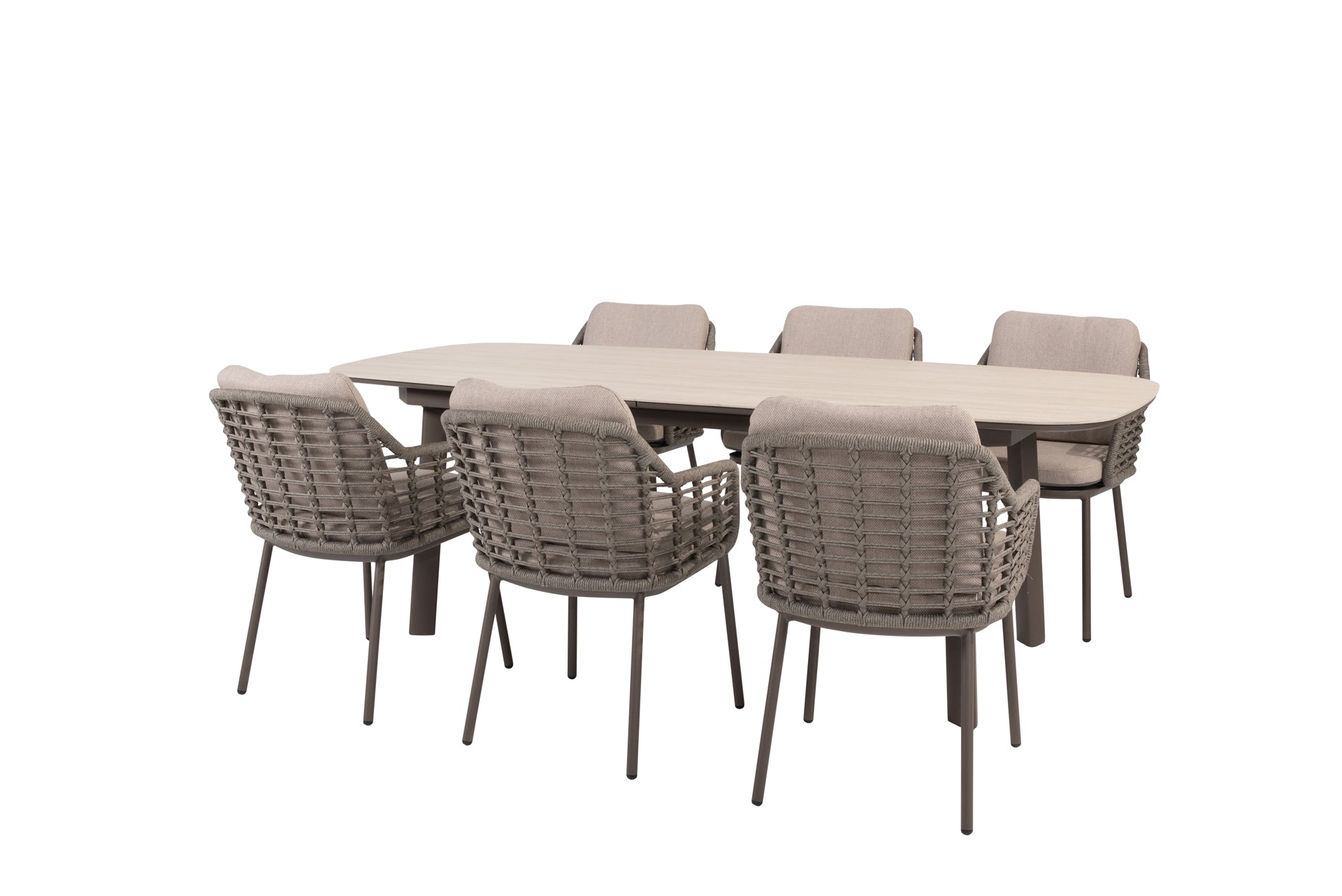 Puglia dining set terre with Manolo dining table ceramic 240x103cm terre - Complete Set