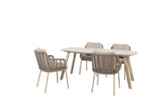 Puglia dining set latte with Manolo dining table latte 180 x 95cm - Complete Set