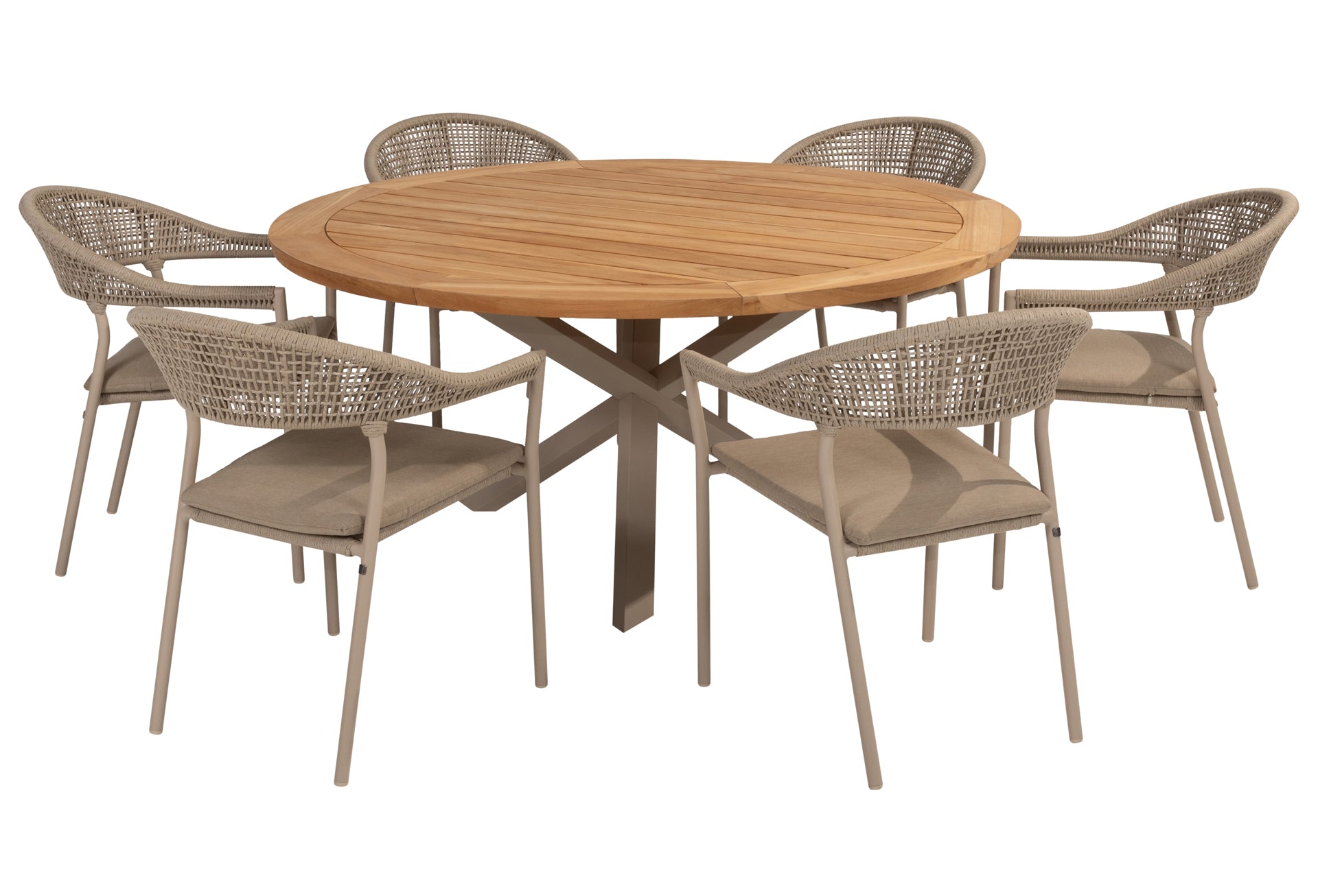 Sienna dining set Latte with Prado dining table Teak top 160cm Latte - Complete Set