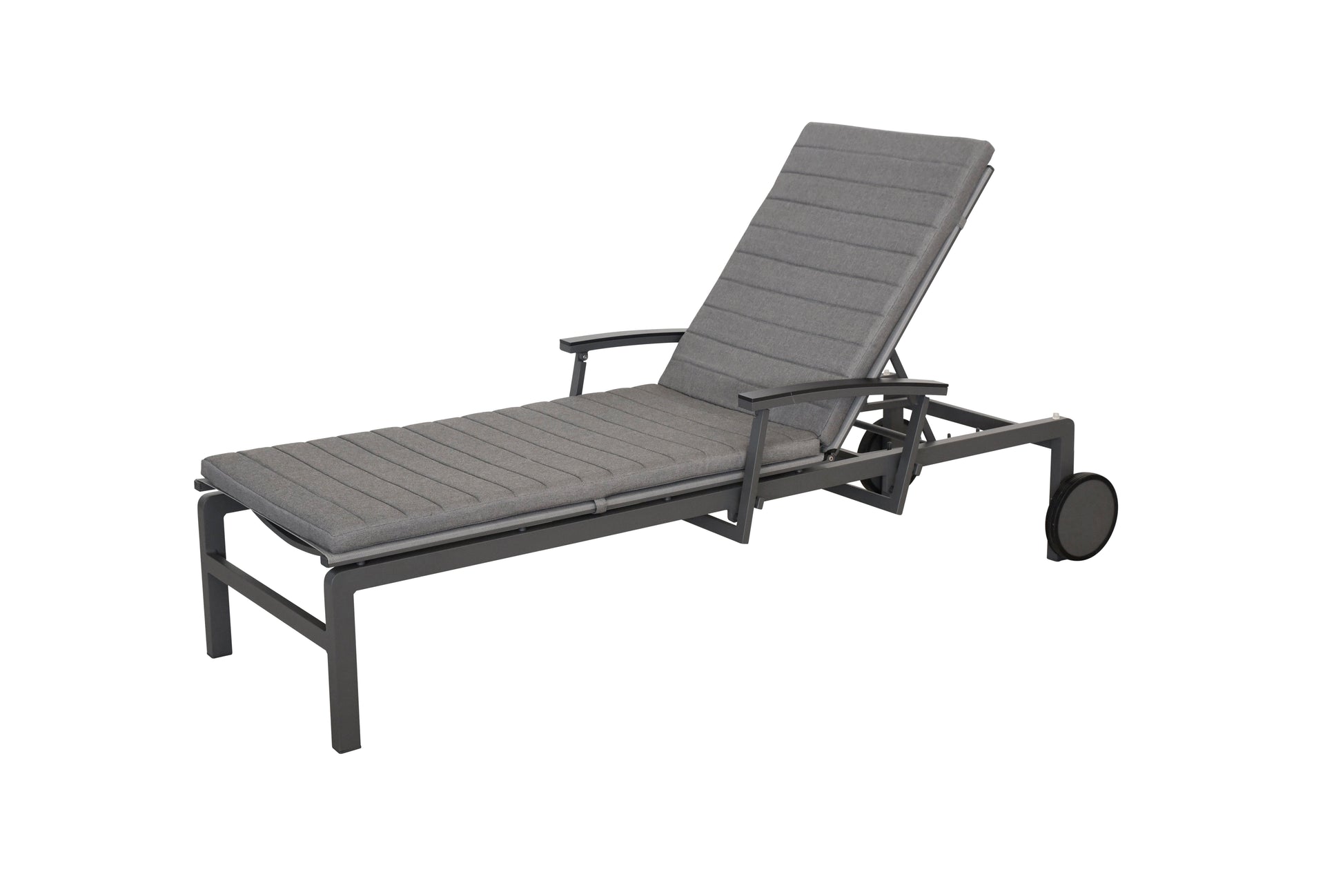 Regina sunbed with reclining arms and wheels Matt Carbon - view 1