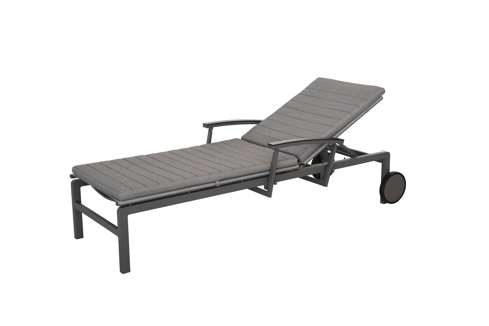 Regina sunbed with reclining arms and wheels Matt Carbon - view 2