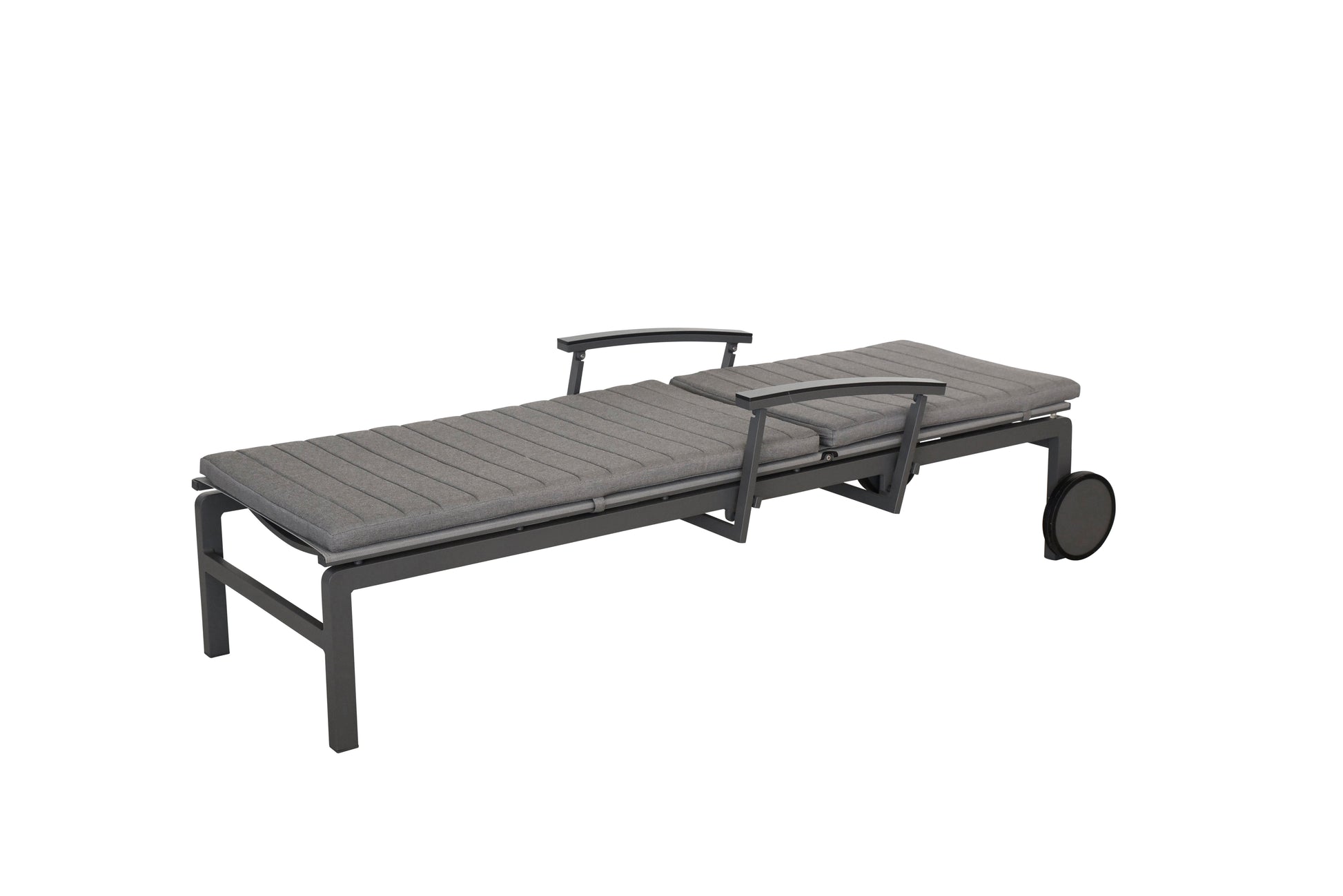 Regina sunbed with reclining arms and wheels Matt Carbon - view 3