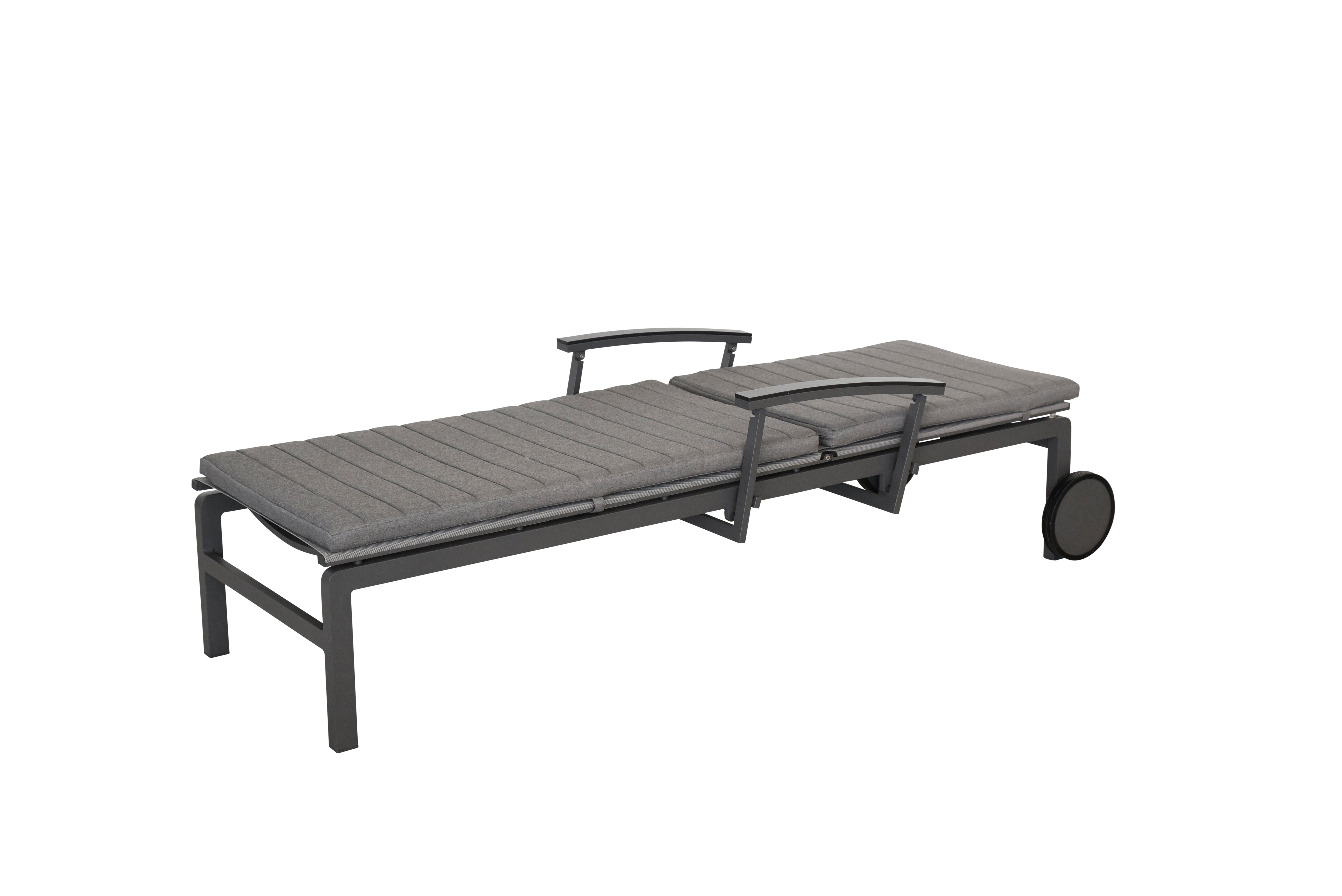 Regina sunbed with reclining arms and wheels Matt Carbon - view 3