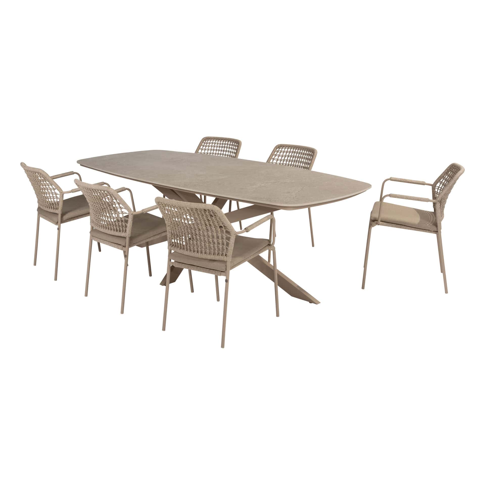 4SO Barista dining set latte (6 st.) met Prado tafel 240x105cm