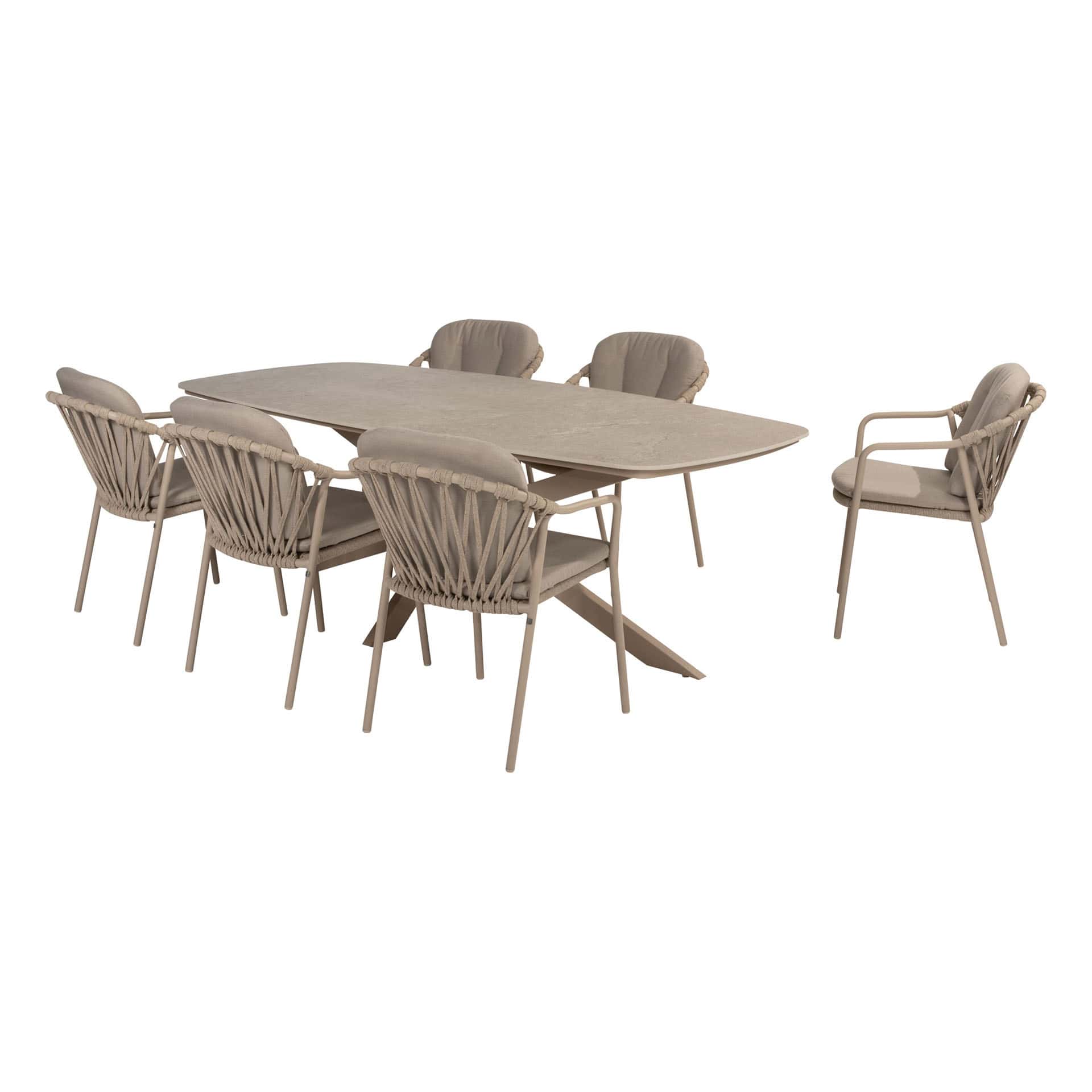 4SO Manitoba dining set latte (6 st.) + Taste 4SO Prado tafel 240x105cm
