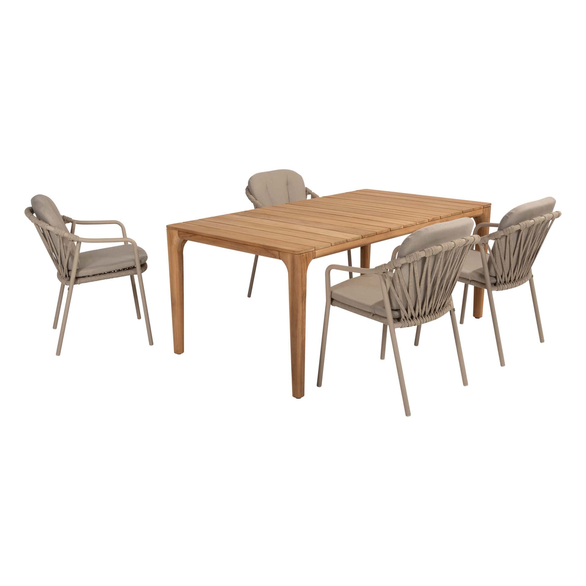 4SO Manitoba dining set latte (4 st.) met Liam tafel 180x100cm