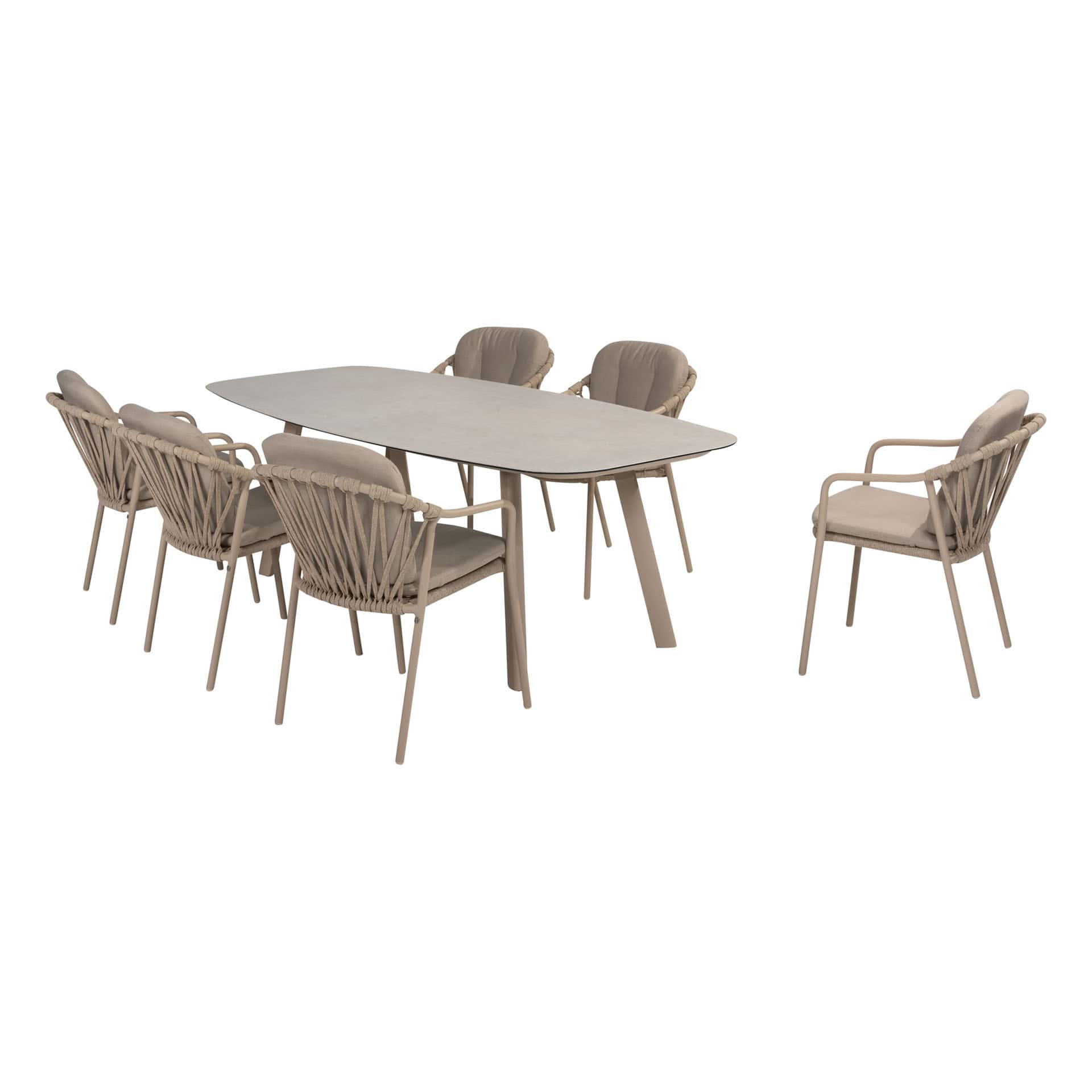 4SO Manitoba dining set latte (6 st.) met Manolo tafel 240x103cm