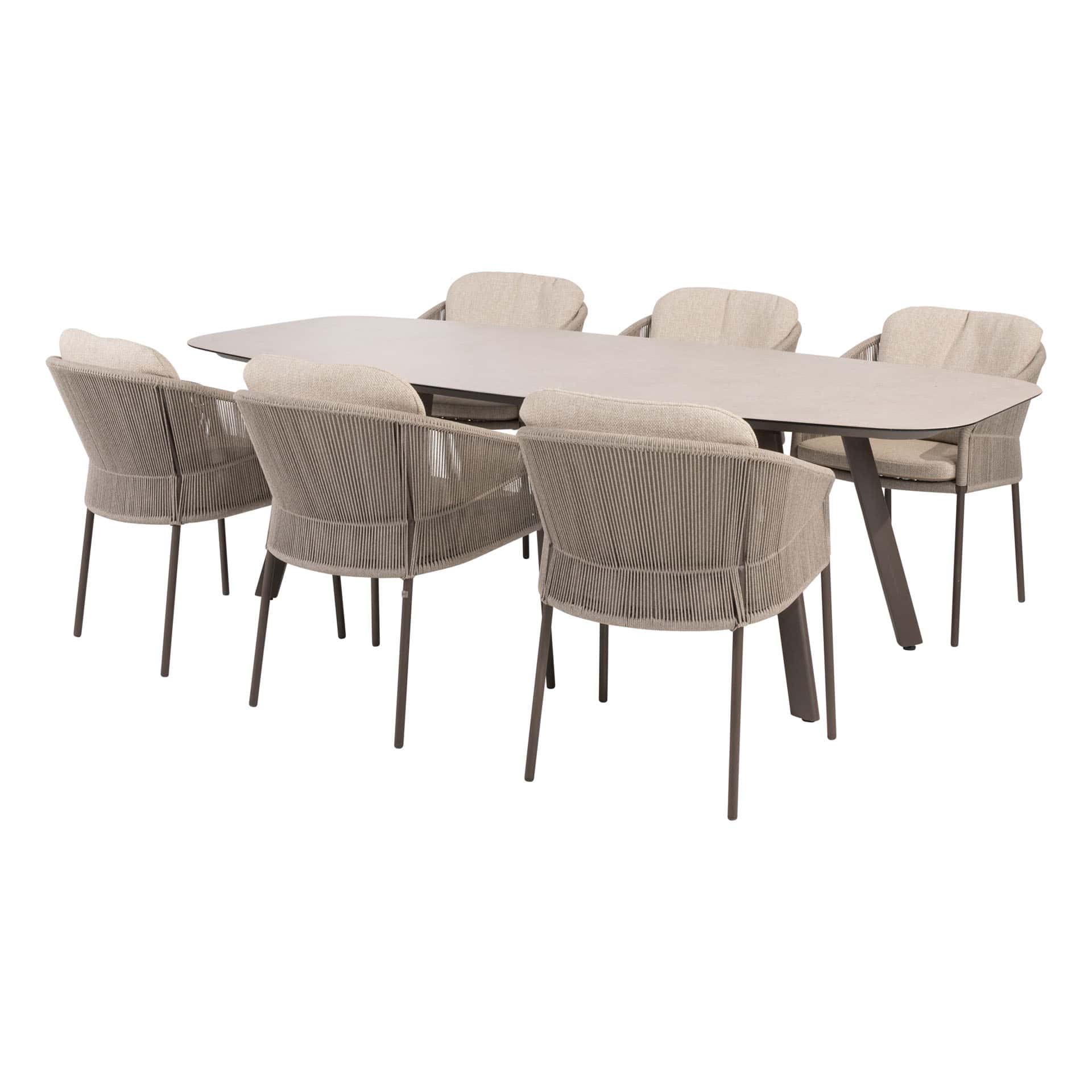 4SO Florence dining set terre (6 st.) met Manolo tafel 240x103cm
