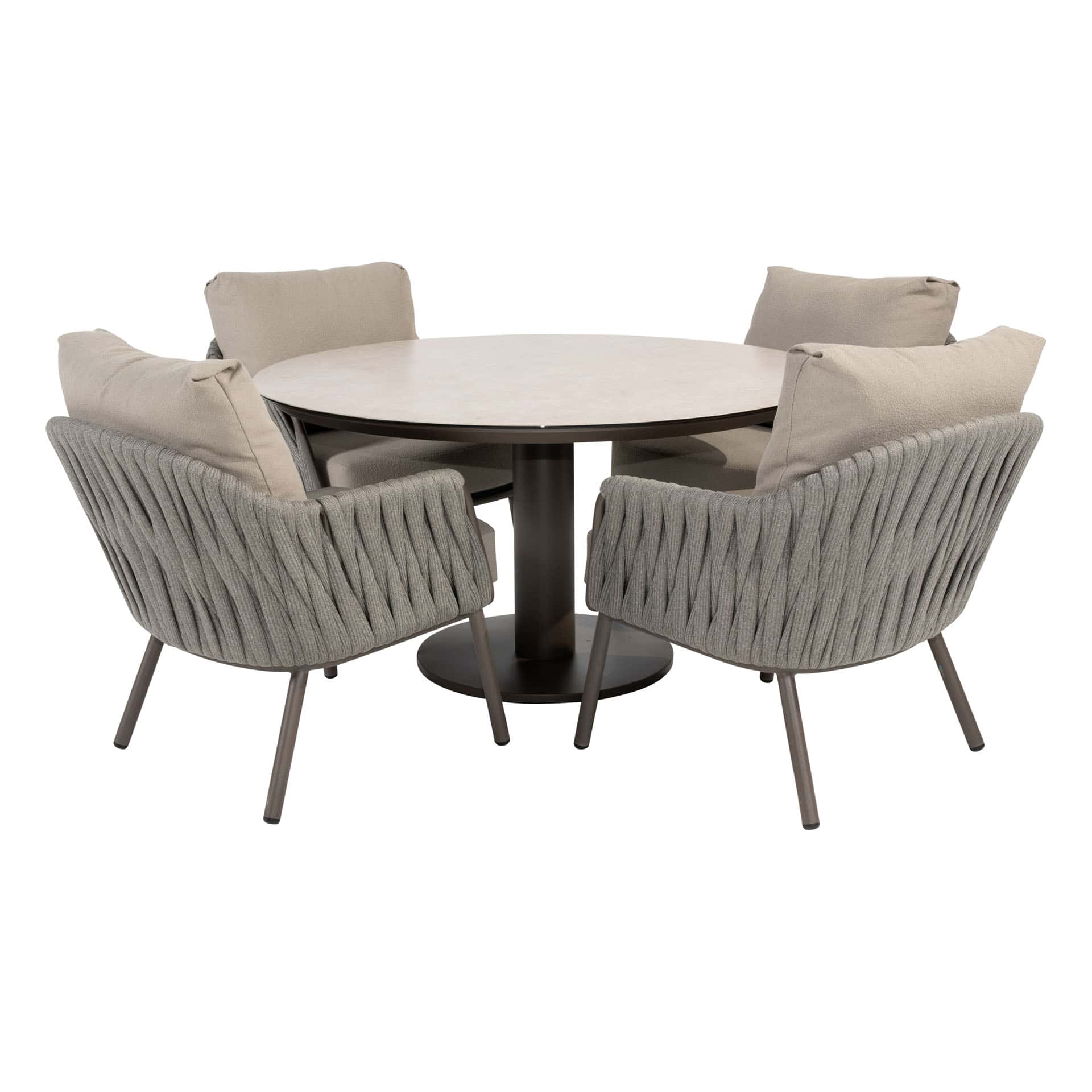 4SO Cannes low dining set terre met Sarah tafel ⌀130cm