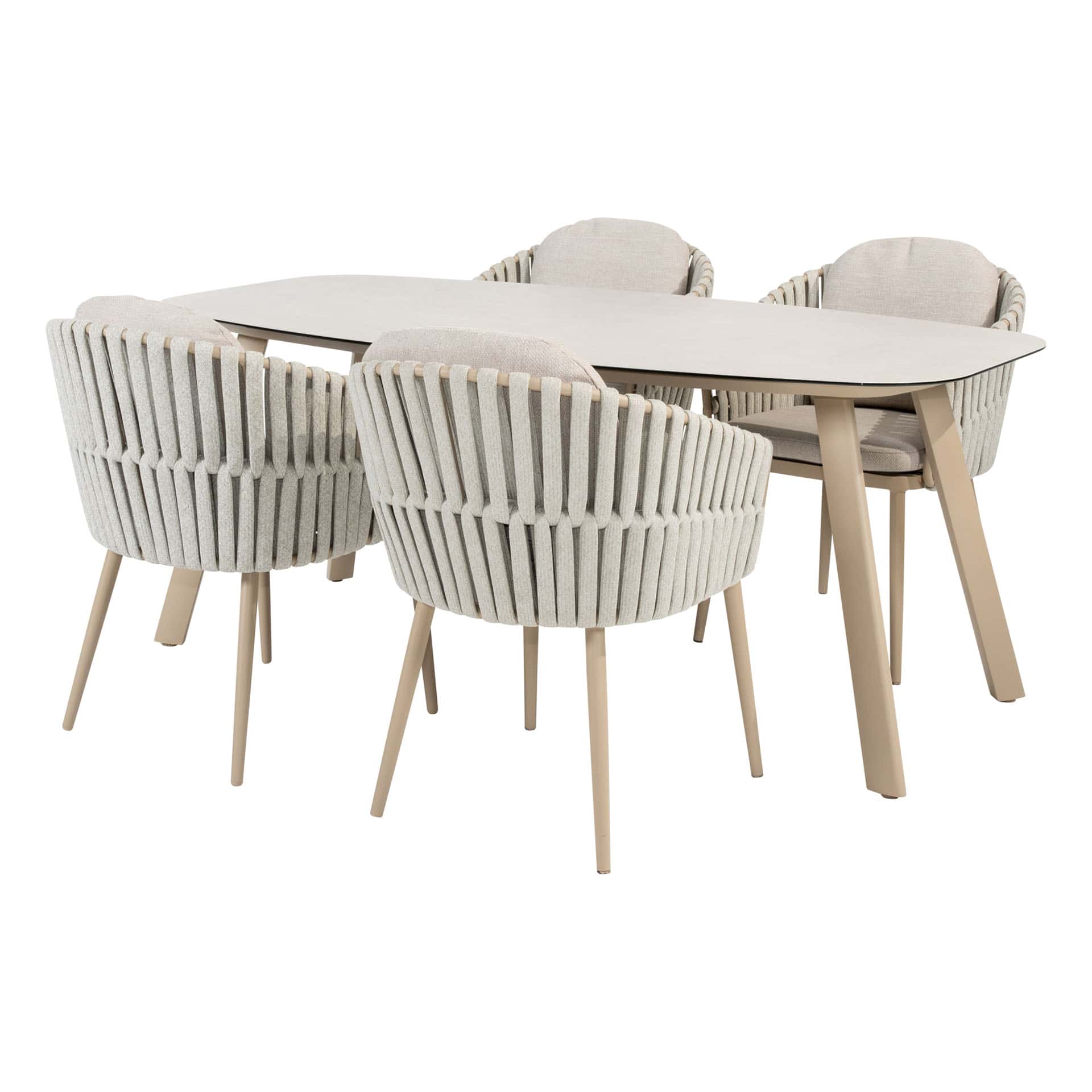 4SO Eva dining set latte (6 st.) met Manolo tafel 180x95cm