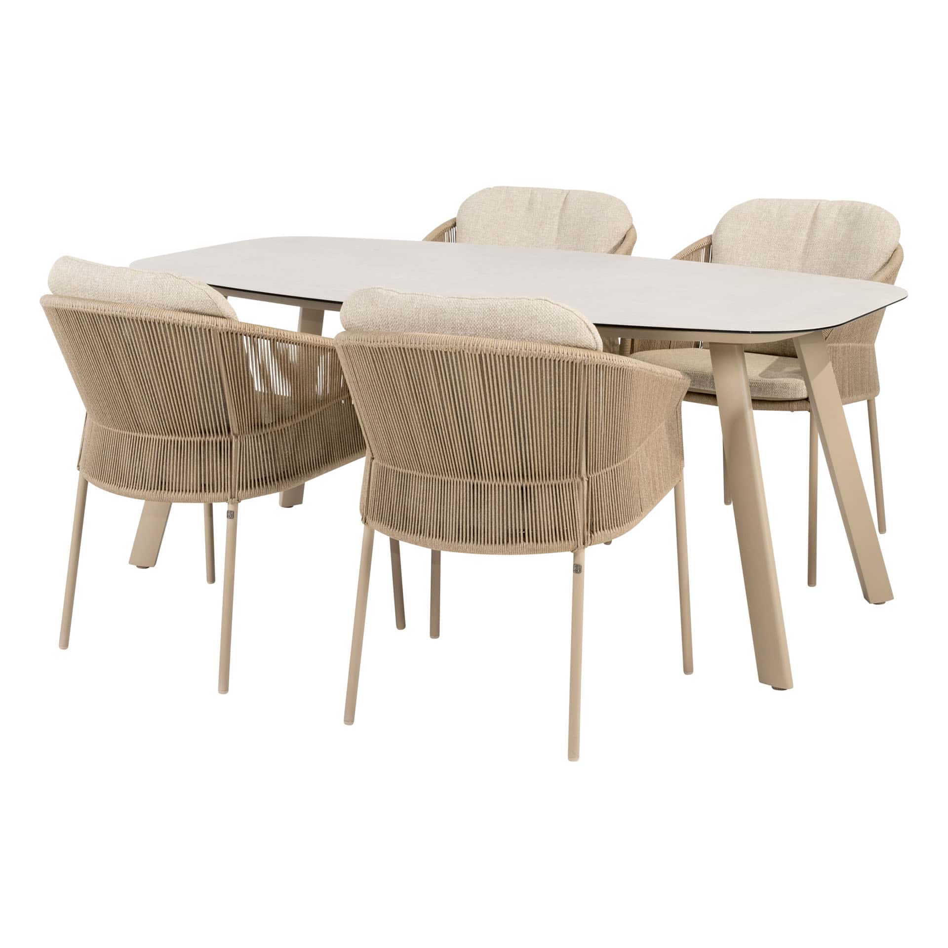 4SO Florence dining set latte (4 st.) met Manolo tafel 180x95cm
