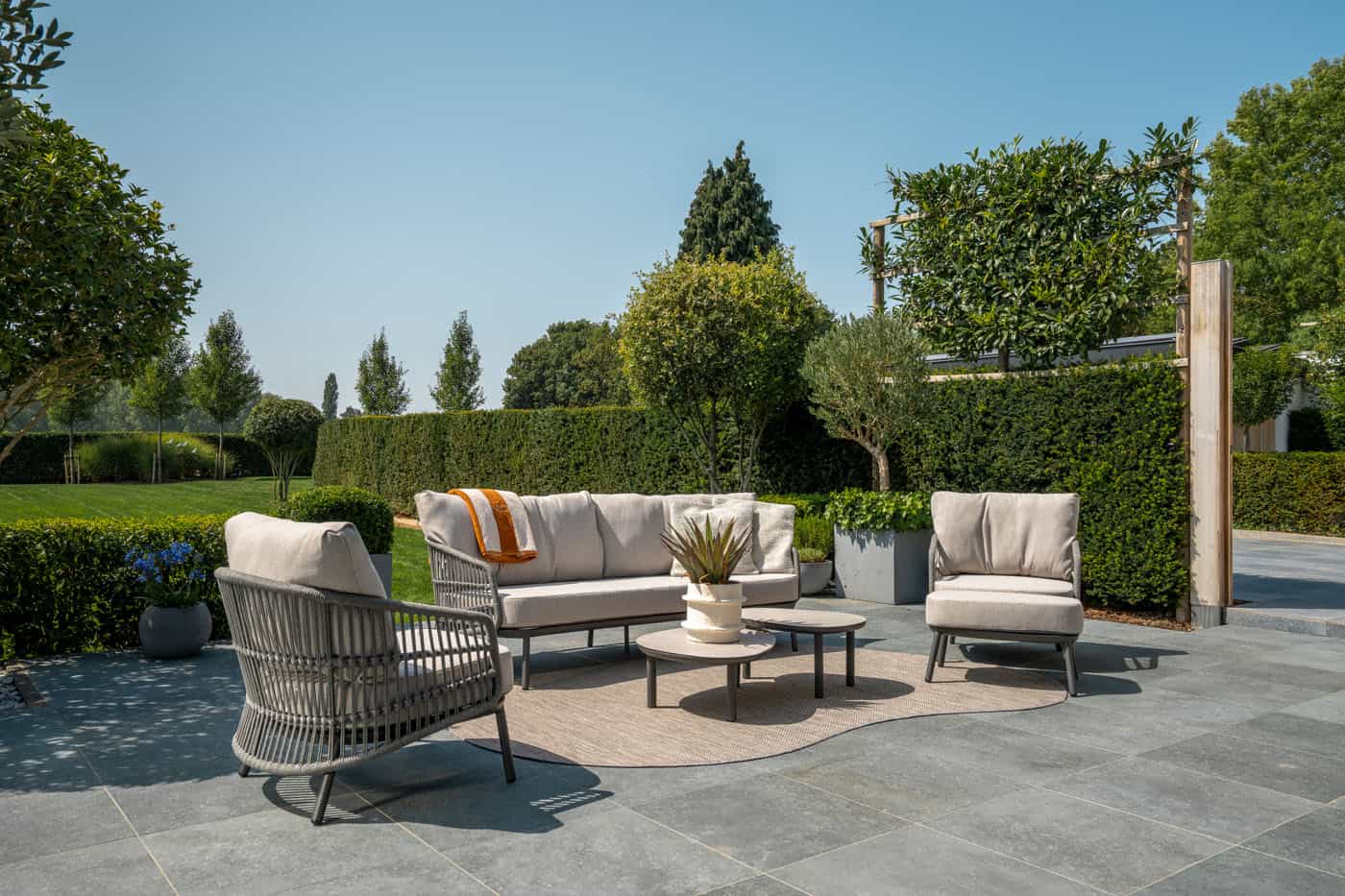 4SO Alicante lounge set anthracite incl. voetenbank