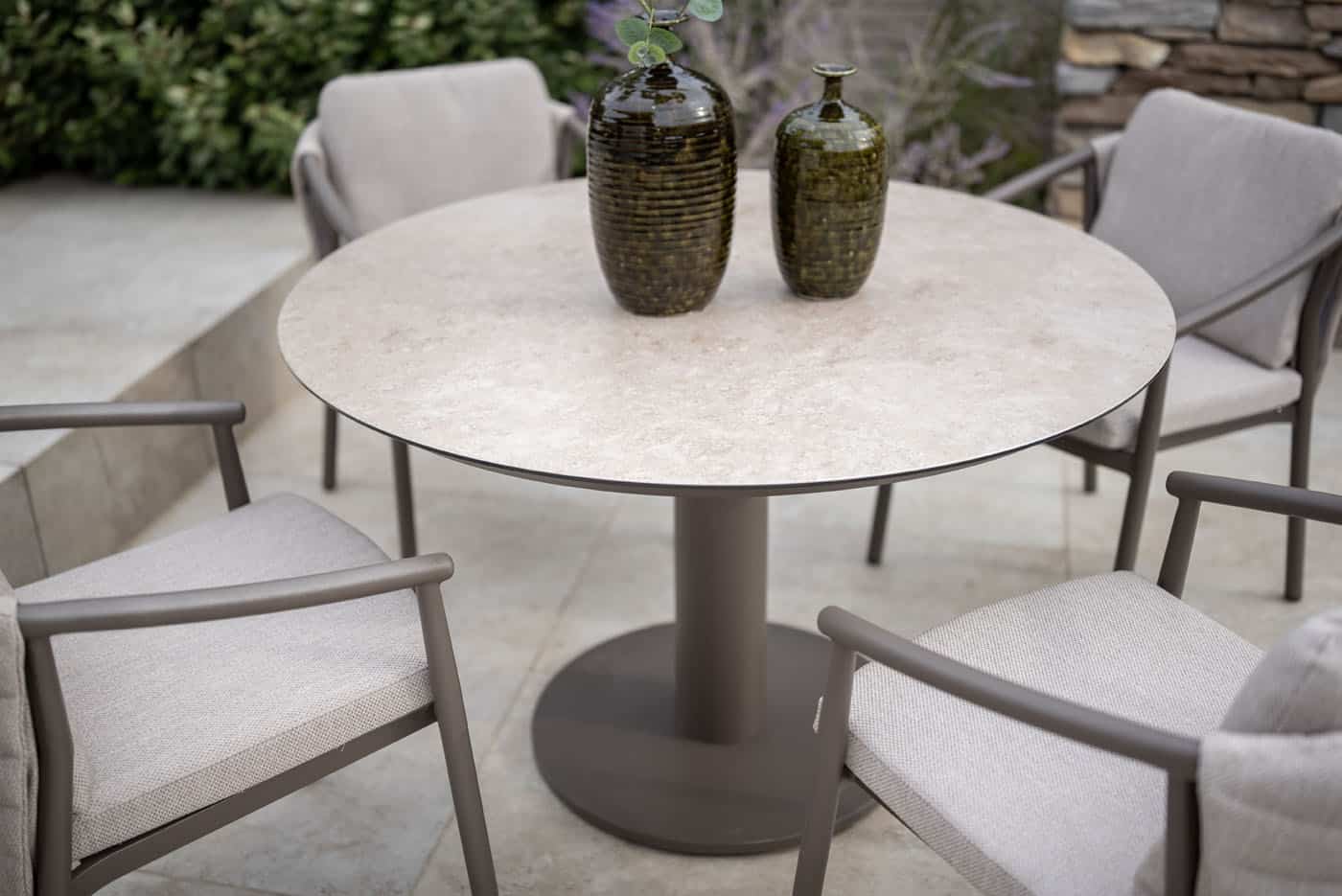 4SO Puglia dining set terre (4 st.) met Sarah tafel ⌀120cm