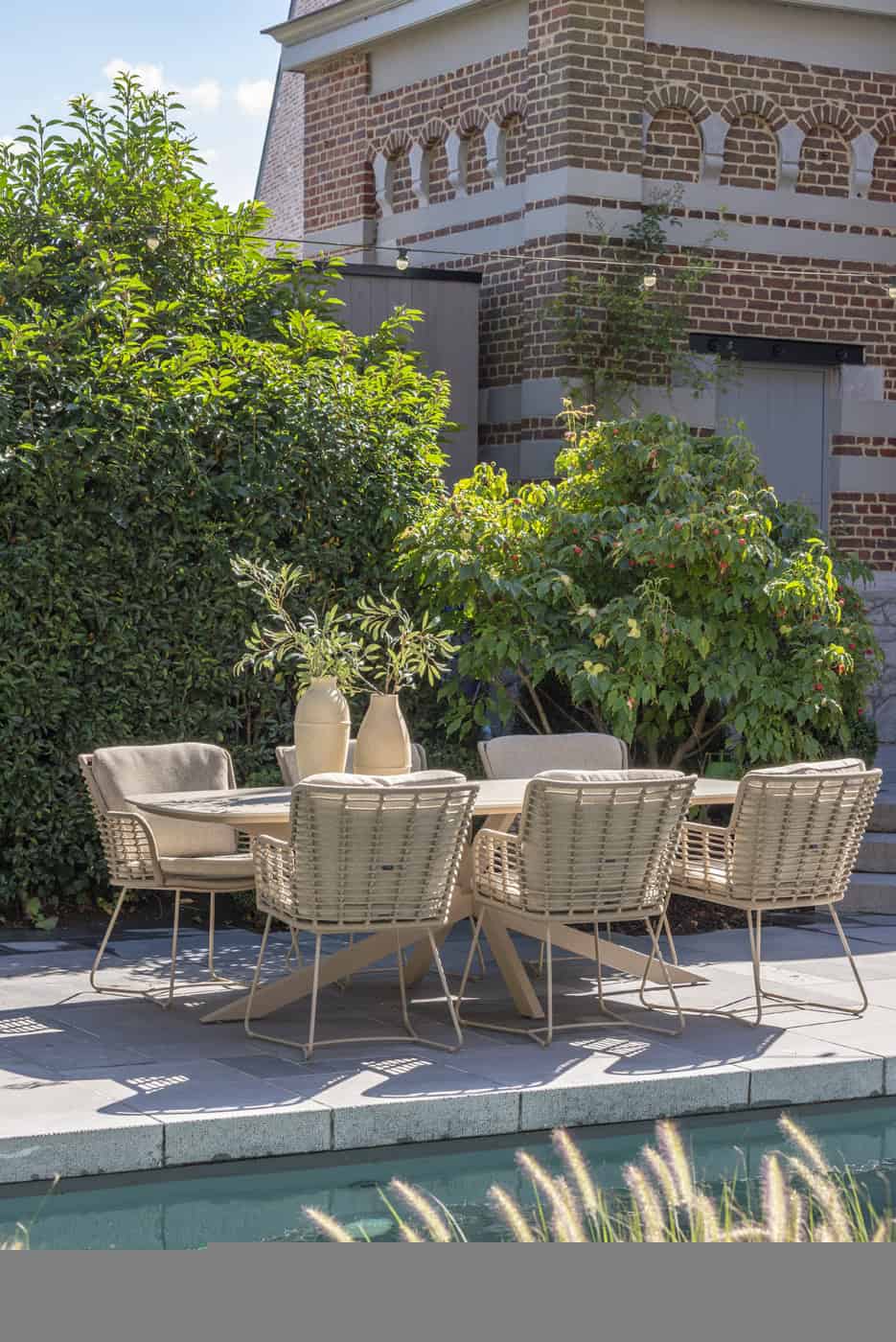 4SO Fabrice dining set latte (6 st.) + Taste 4SO Capri tafel 240x110cm