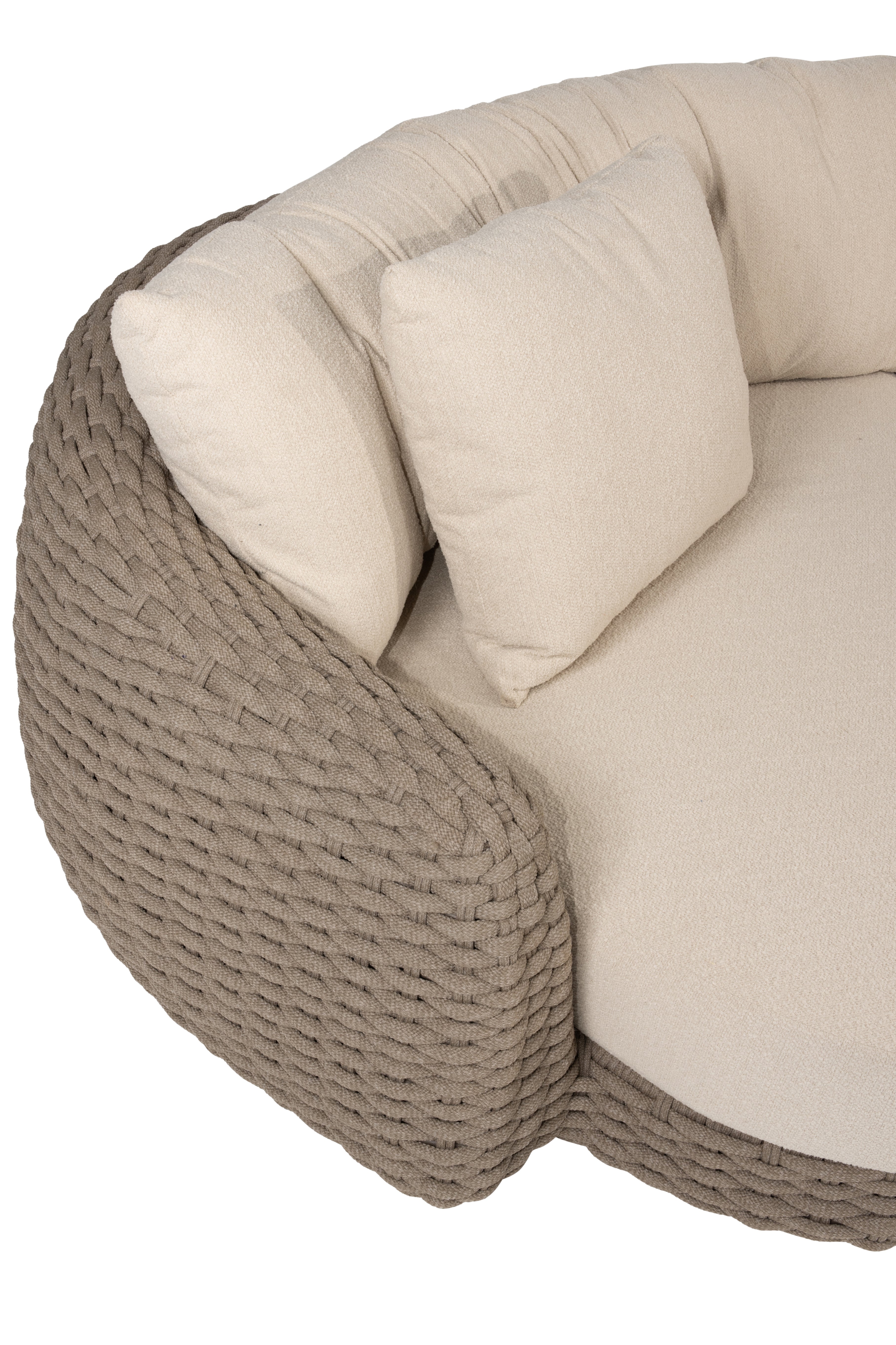 Maxime chaise lounge bench and living chair with Finn pebble shape table - Detail