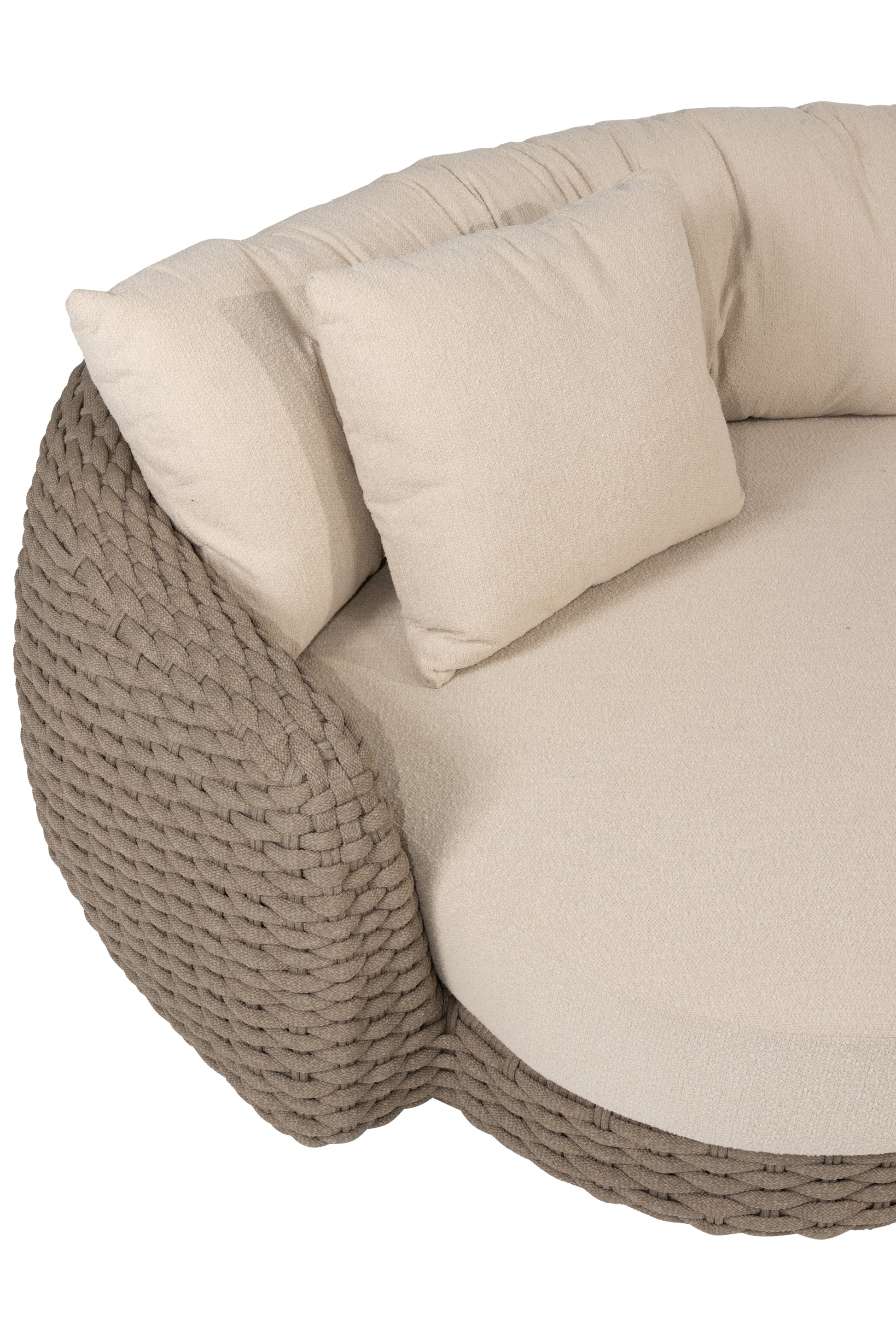 Maxime chaise lounge bench and living chair with Finn pebble shape table - Detail