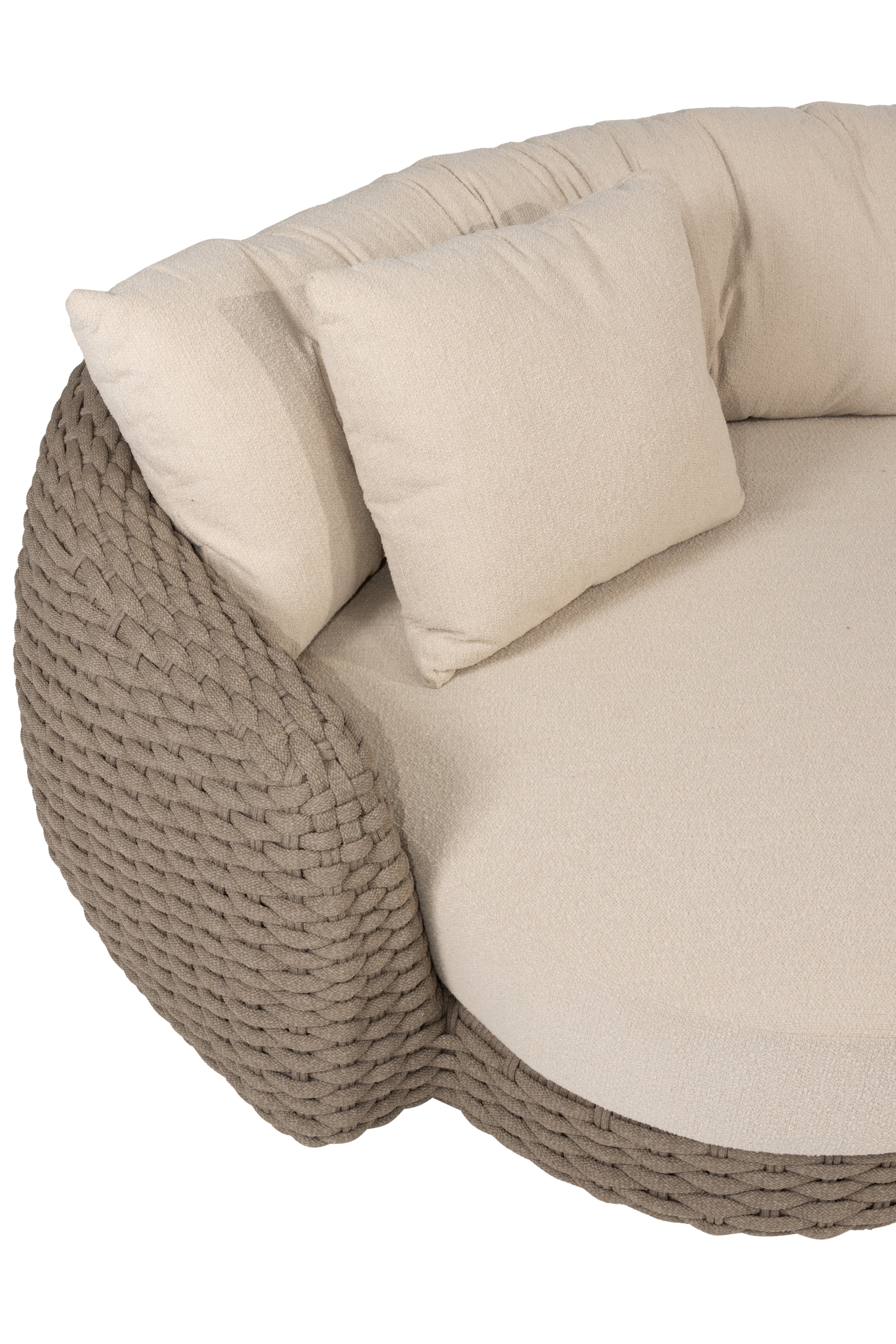 Maxime chaise lounge bench and living chair with Finn pebble shape table - Detail