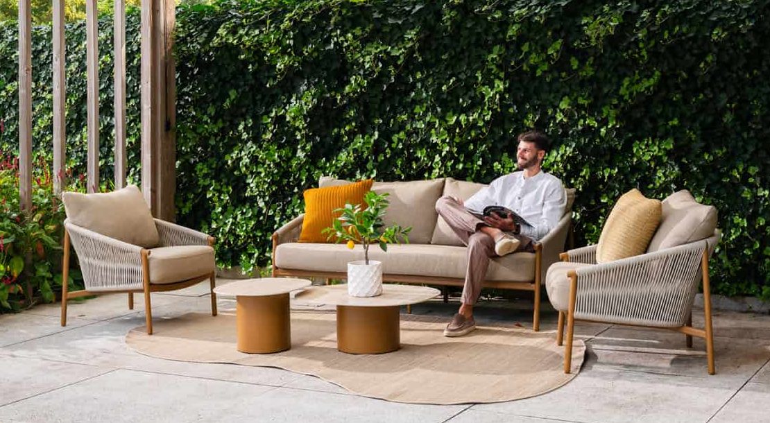 4SO Milos lounge set amber met Sofie salontafels (2 st.)