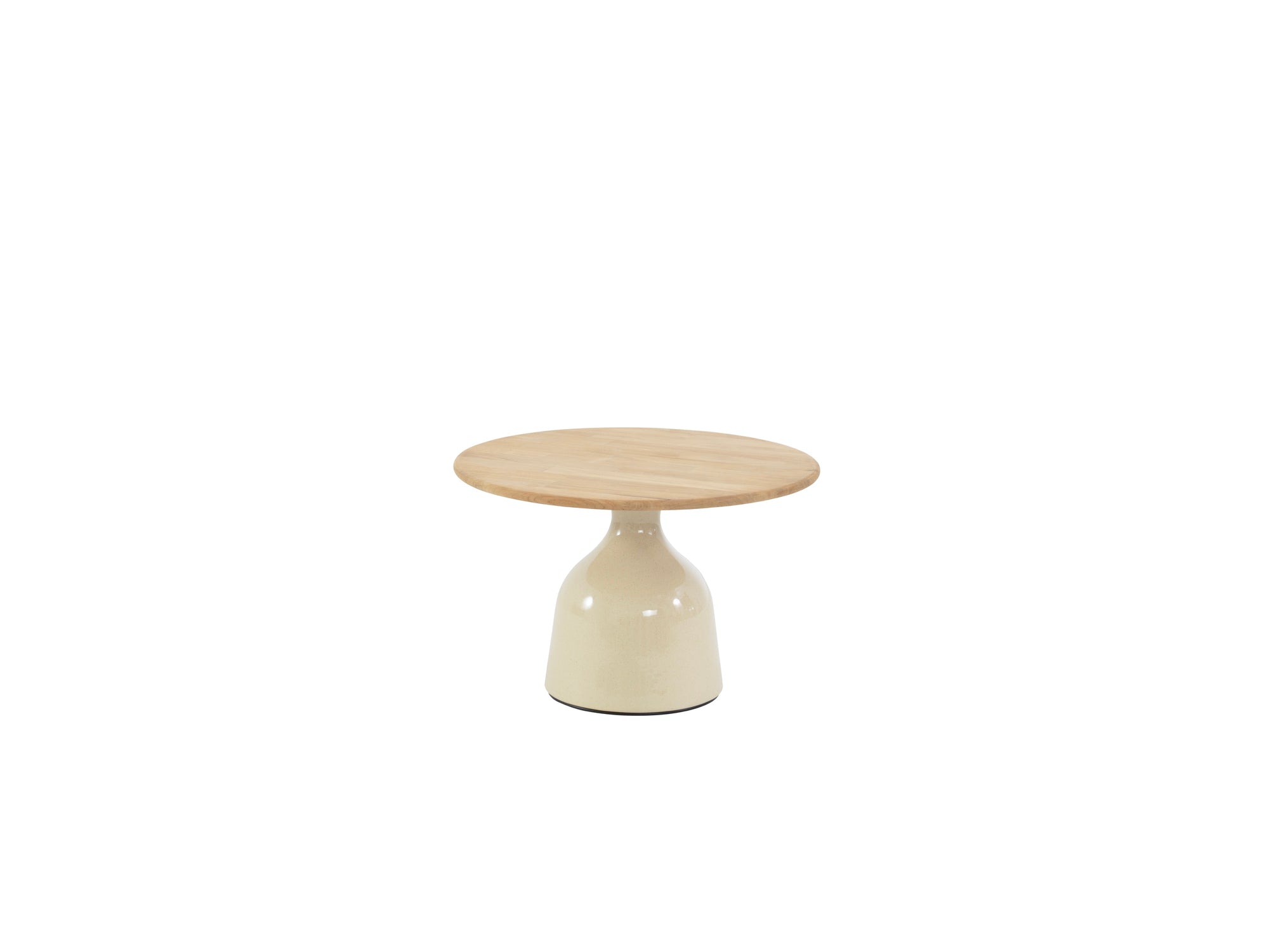June Coffee Table 60cm Creme with teak top
