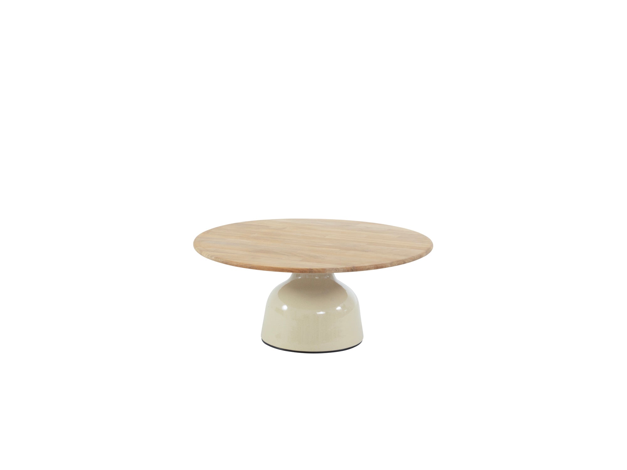 June Coffee Table 80cm Creme with teak top