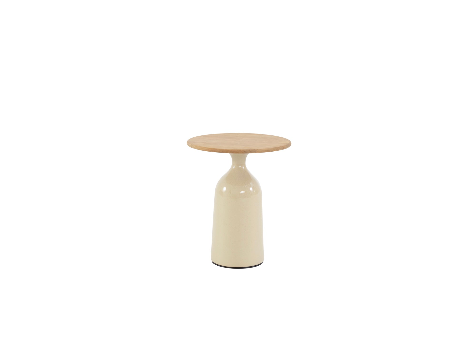 June side table Creme with teak top
